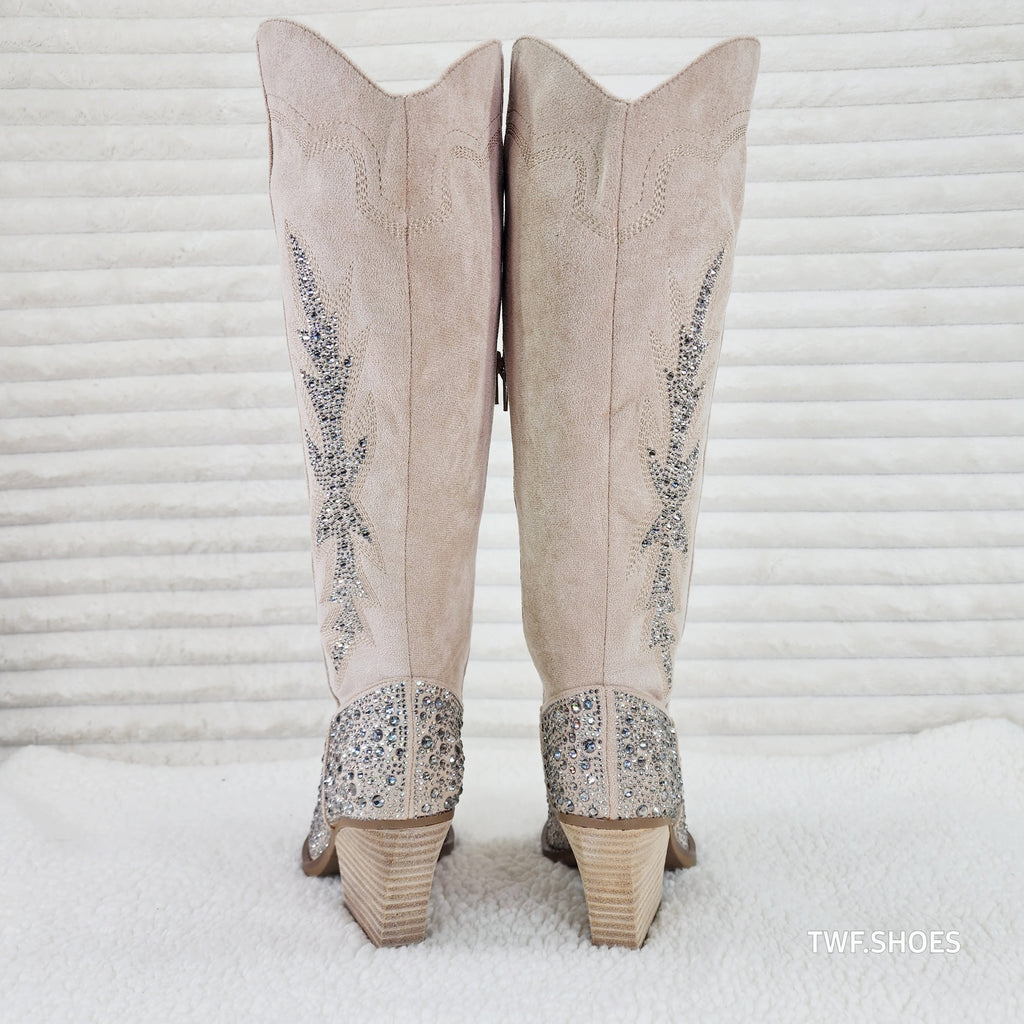 Cape Robbin Anniston Creamy Ivory With Rhinestones Glamour Western Cowgirl Boots - Totally Wicked Footwear