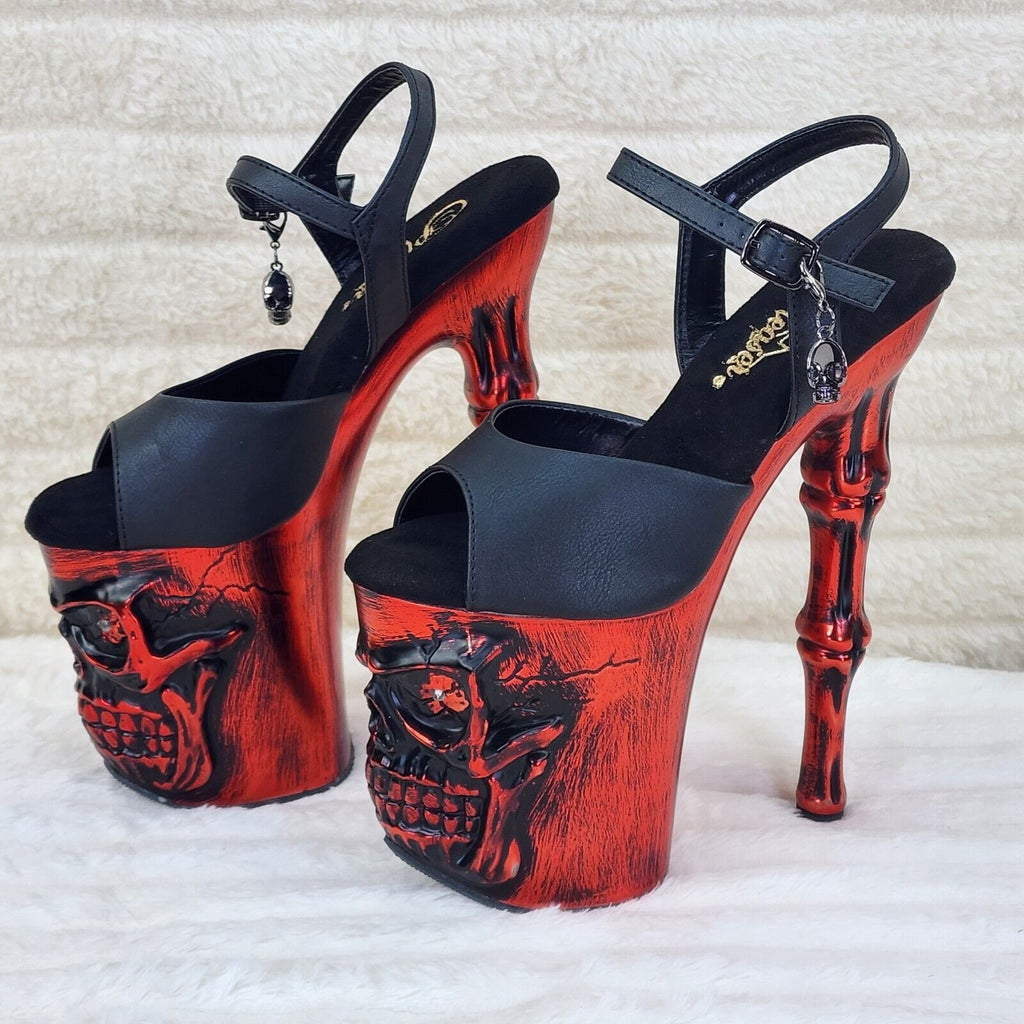 Rapture Black Matte Red Skull & Bones LED 8" High Heel Platform Shoes 5-10 NY - Totally Wicked Footwear