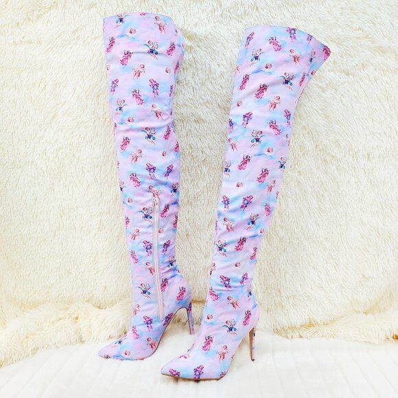 Angel Charub Tie Dye Thigh High Heel Boots Bad Girlz - Totally Wicked Footwear