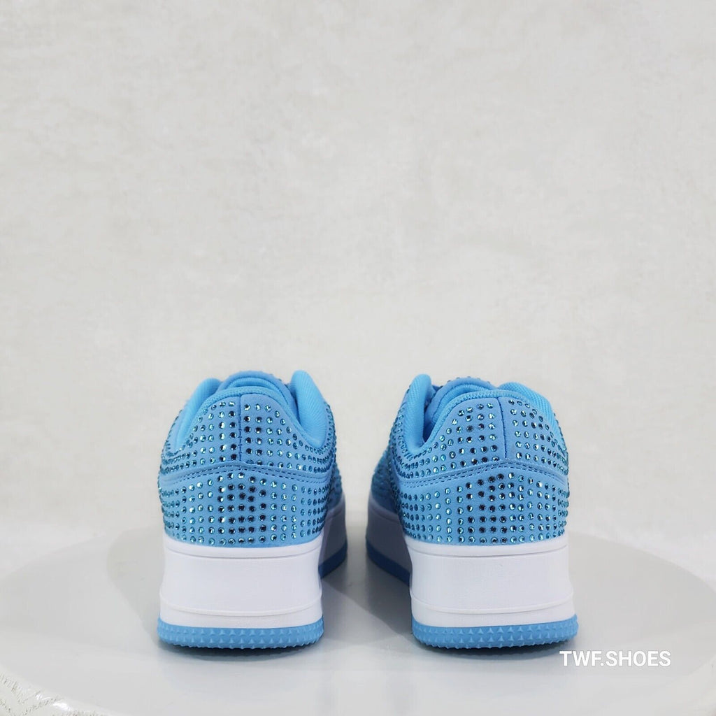 Eden Light baby Sky Blue Rhinestone Platform Sneakers Tennis Shoes - Totally Wicked Footwear