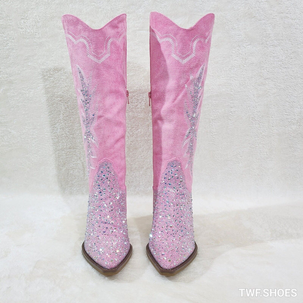 Murrey Bubble Gum Pink With Rhinestones Glamour Western Cowgirl Boots - Totally Wicked Footwear