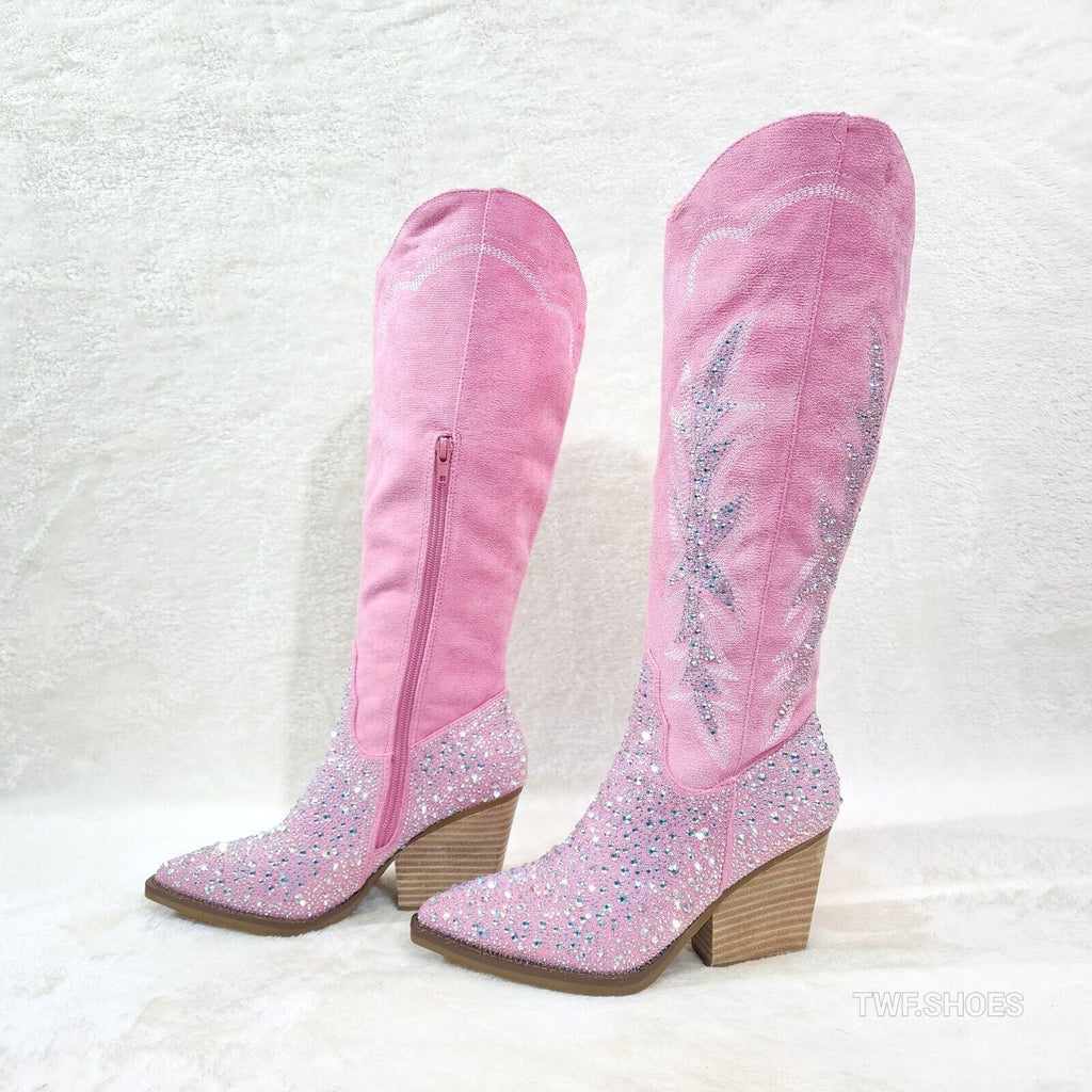Murrey Bubble Gum Pink With Rhinestones Glamour Western Cowgirl Boots - Totally Wicked Footwear