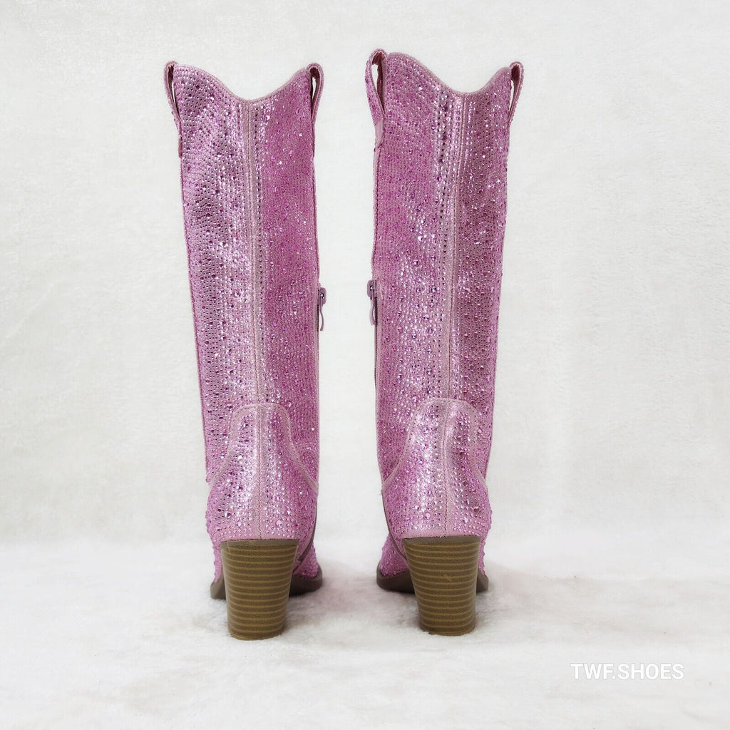 Wild One Glamour Baby Pink Rhinestone Glam Glitter Country Western Cowgirl Boots - Totally Wicked Footwear
