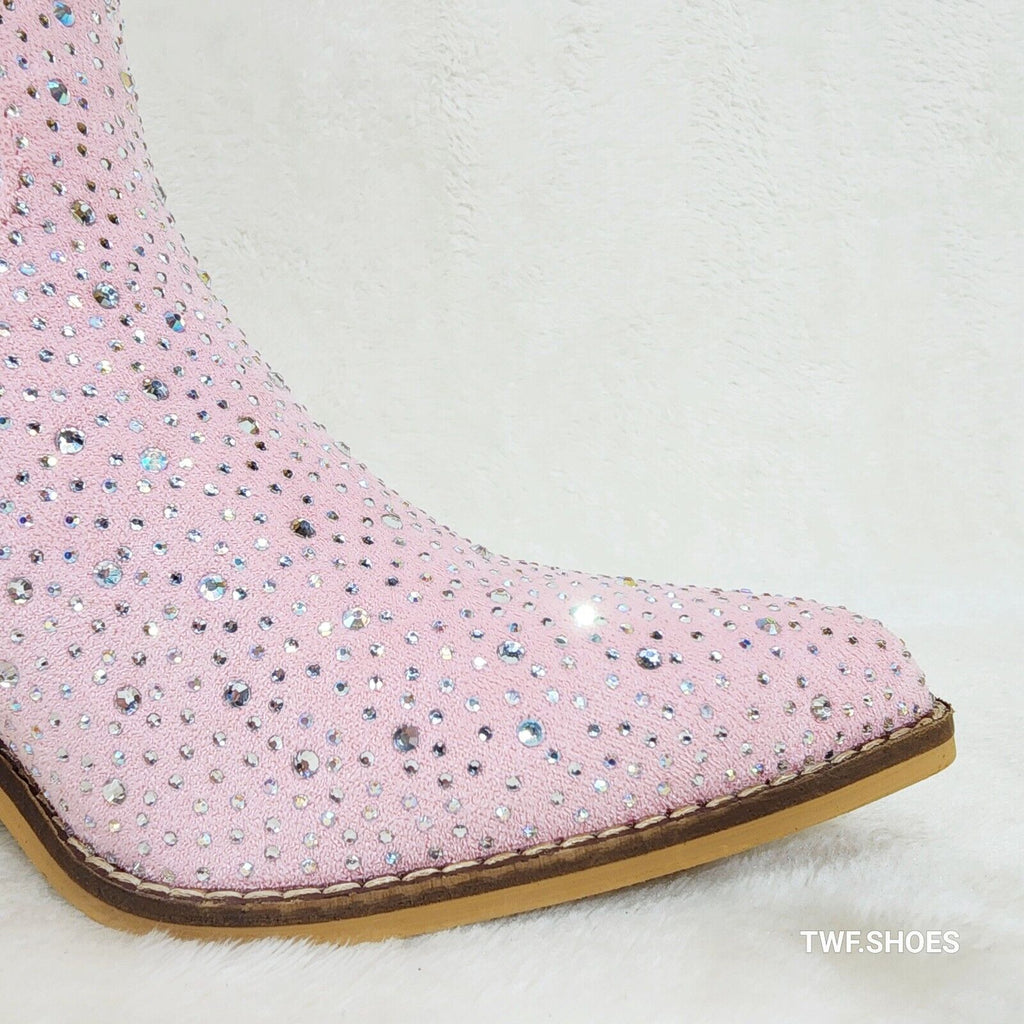Wild Ones Glamour Cowboy Baby Light Pink Silver Rhinestone Cowgirl Boots - Totally Wicked Footwear