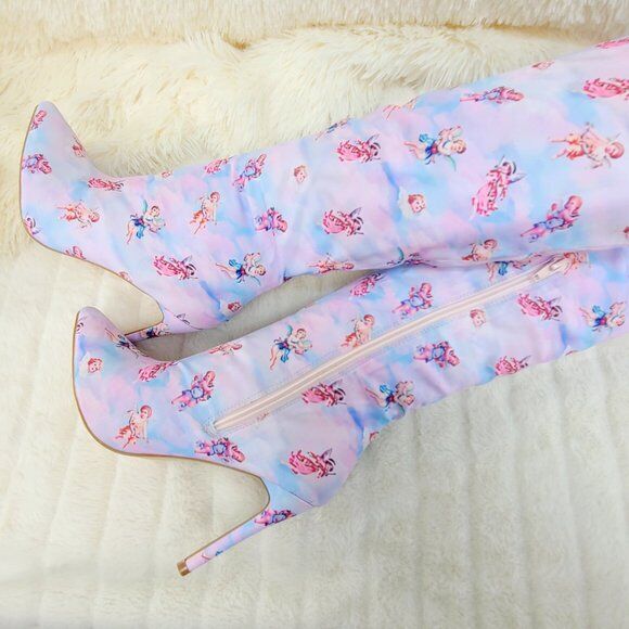 Angel Charub Tie Dye Thigh High Heel Boots Bad Girlz - Totally Wicked Footwear