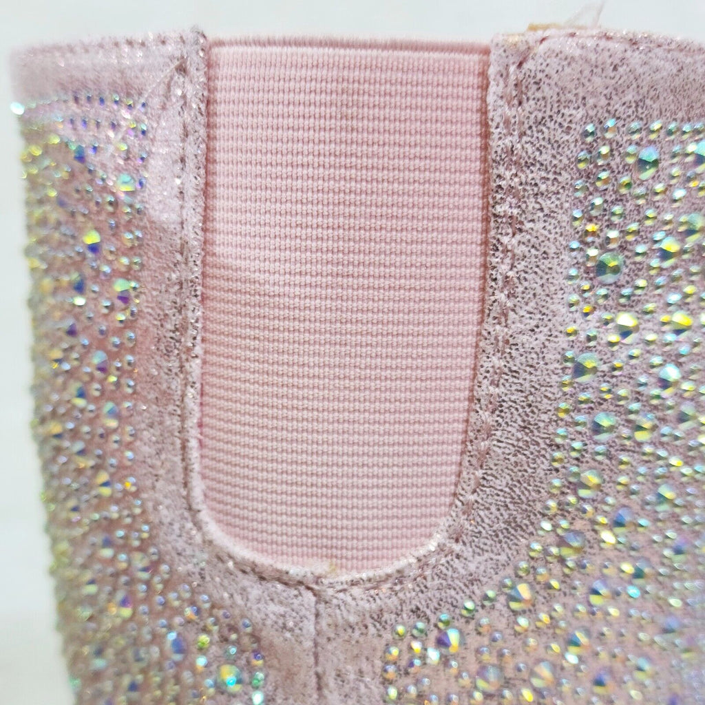 Western Diva Baby Pink Asymmetrical Fringe Rhinestone Glam Cowgirl Boots - Totally Wicked Footwear