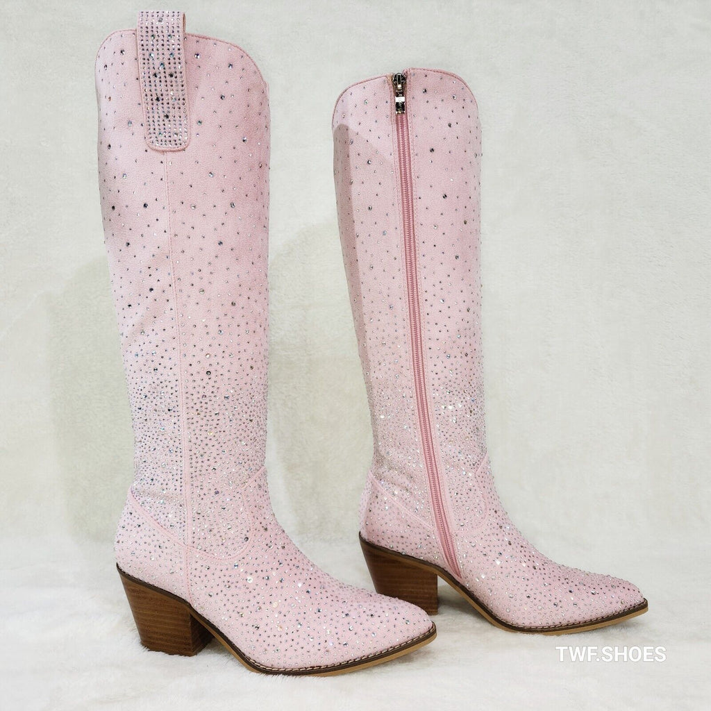 Wild Ones Glamour Cowboy Baby Light Pink Silver Rhinestone Cowgirl Boots - Totally Wicked Footwear