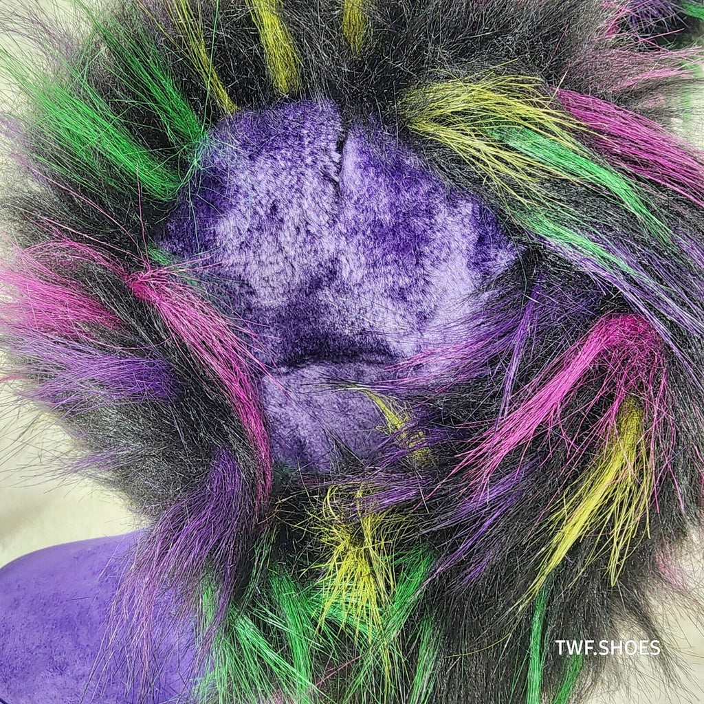 Chi Chi Purple Multi Color Faux Fur Thick Lined Comfy Cozy Winter Boots - Totally Wicked Footwear