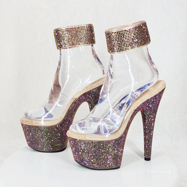 Bejeweled 712RS Bronze Purple Rhinestone Platform 7" Stiletto High Heel Shoes - Totally Wicked Footwear