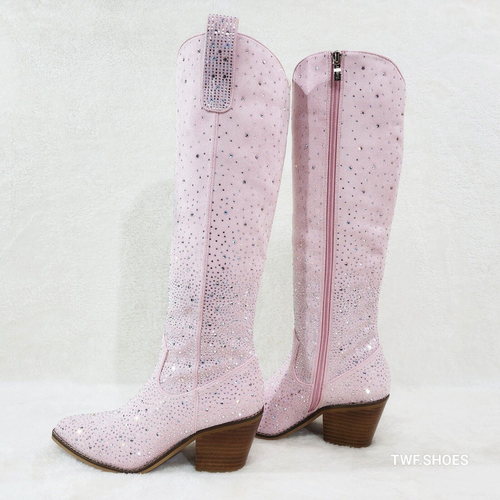 Wild Ones Glamour Cowboy Baby Light Pink Silver Rhinestone Cowgirl Boots - Totally Wicked Footwear