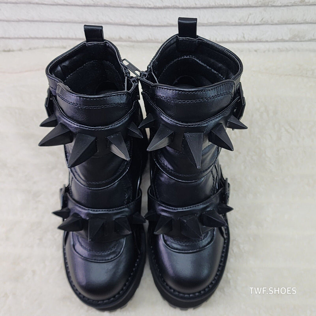 Demonia Assault Black Matte Claw Spiked Platform Ankle Boots Goth Biker Grunge - Totally Wicked Footwear