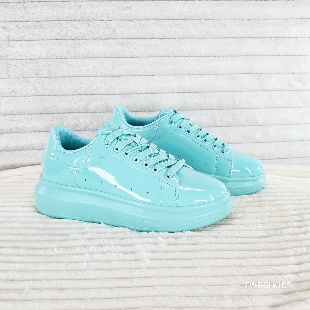 Cush Baby 3 Patent Mint Green Comfy Sneakers Tennis Shoes - Totally Wicked Footwear