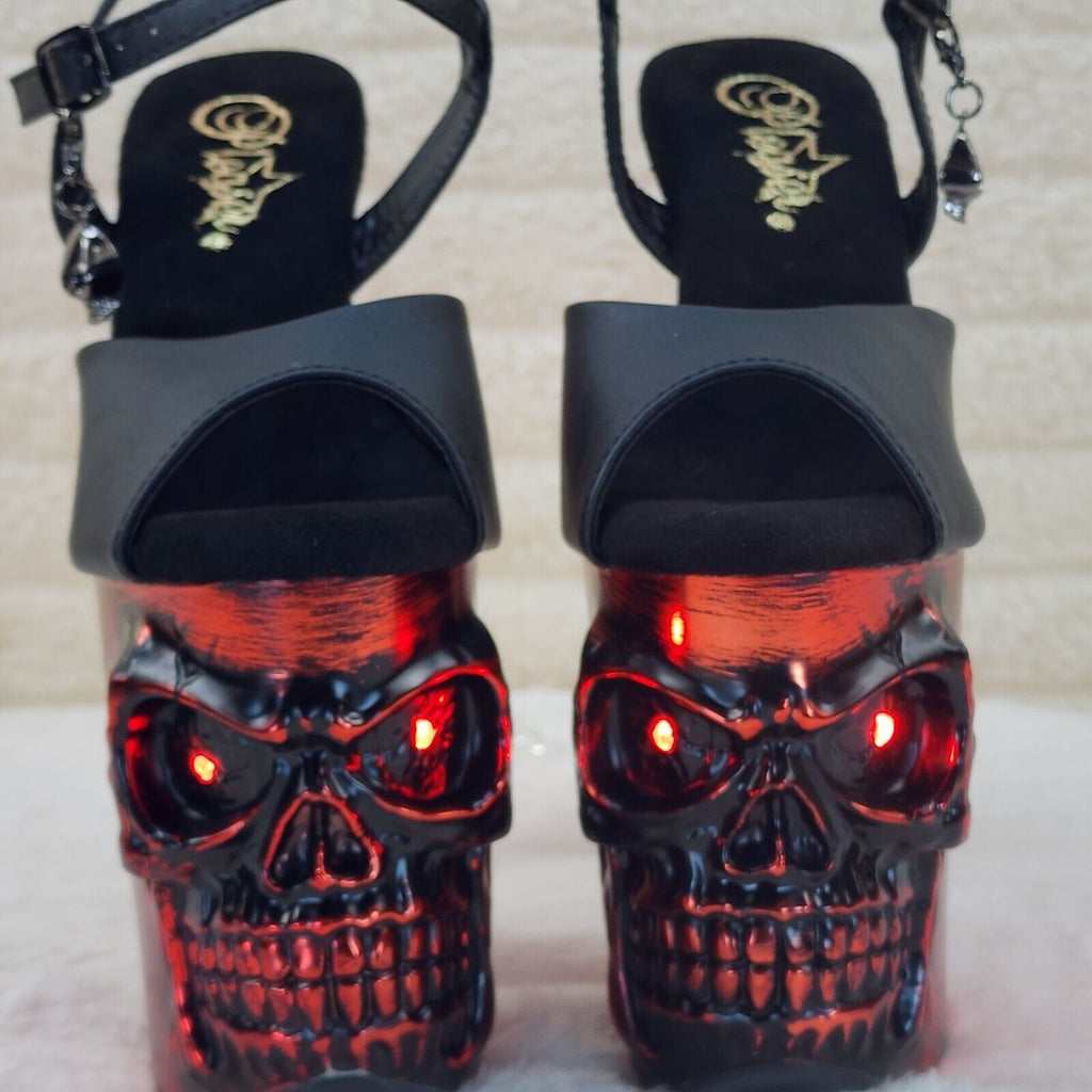 Rapture Black Matte Red Skull & Bones LED 8" High Heel Platform Shoes 5-10 NY - Totally Wicked Footwear