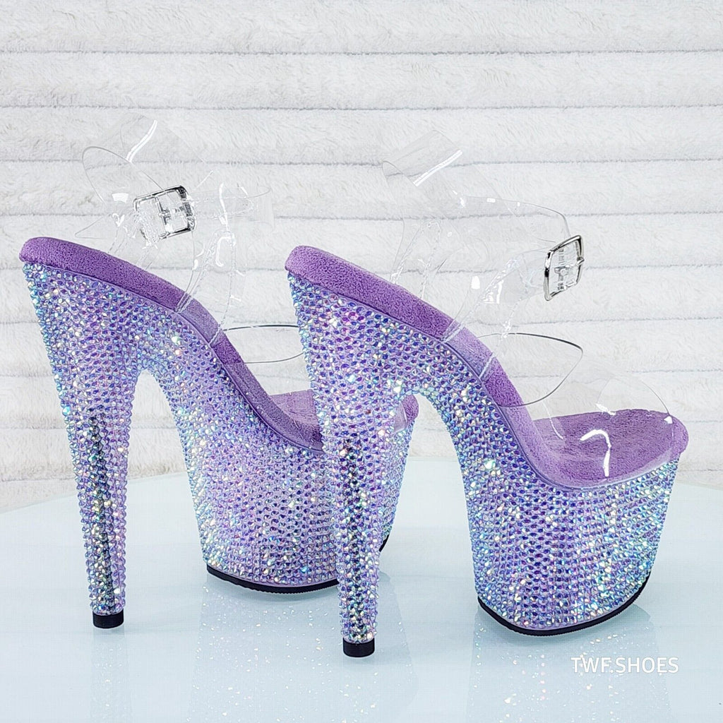 Bejeweled 708RS Rhinestone Platform 7" Stiletto High Heel Shoes Lilac Purple - Totally Wicked Footwear