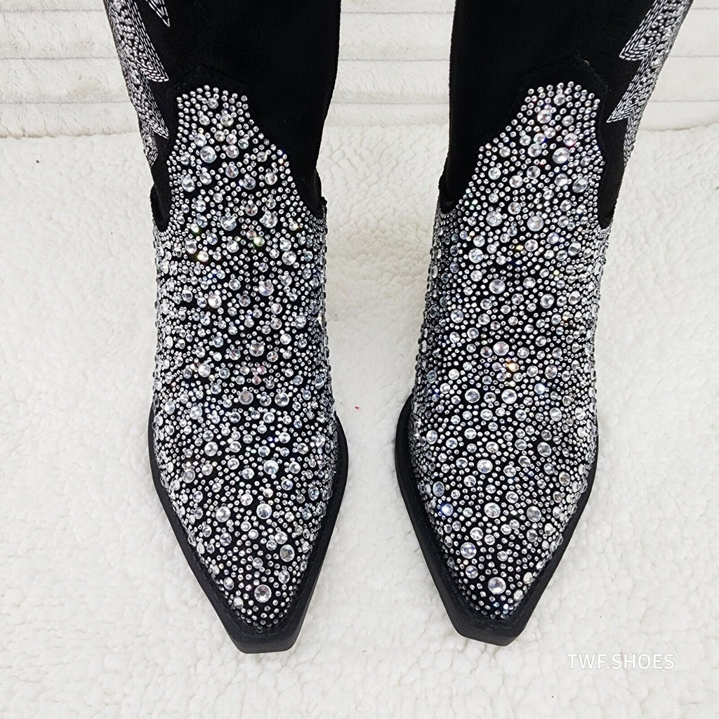 Cape Robbin Anniston Black With Rhinestones Glamour Western Cowgirl Boots - Totally Wicked Footwear