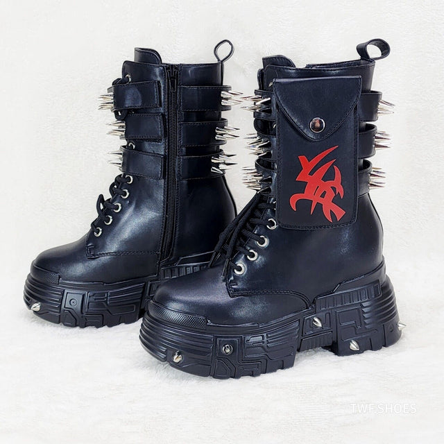 Anthony Wang Blackest Night Cyber Punk Goth Mid Calf Platform Boots - Totally Wicked Footwear