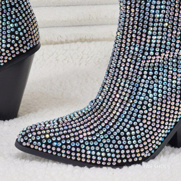 Cape Robbin Diamond Rider Rhinestone Glamour Western Slouch Draped Knee Boots - Totally Wicked Footwear