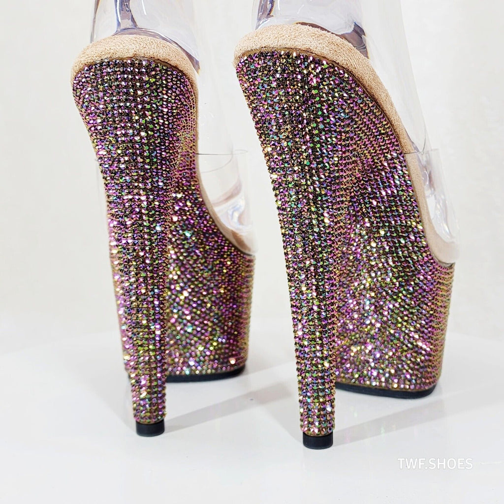 Bejeweled 712RS Bronze Purple Rhinestone Platform 7" Stiletto High Heel Shoes - Totally Wicked Footwear