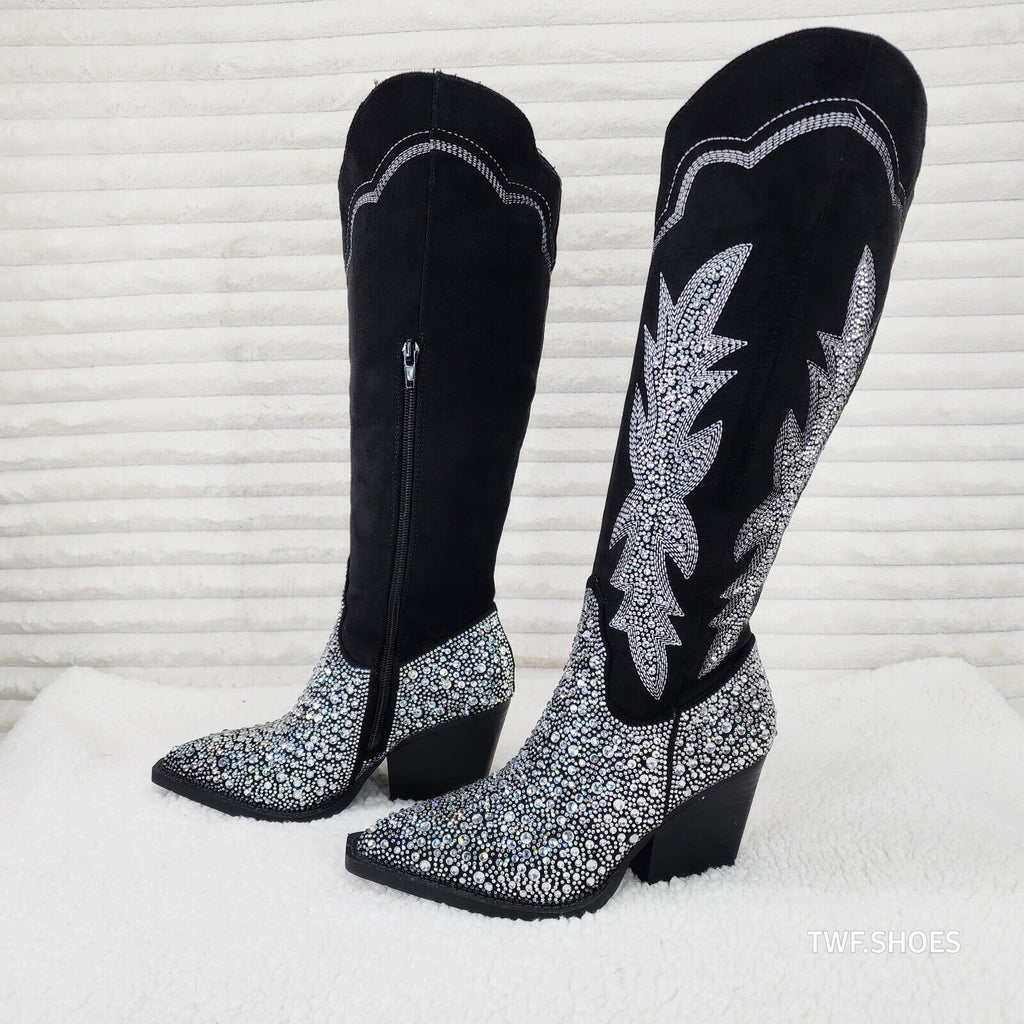 Cape Robbin Anniston Black With Rhinestones Glamour Western Cowgirl Boots - Totally Wicked Footwear