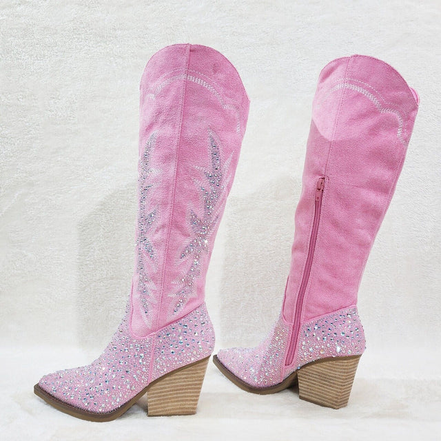 Murrey Bubble Gum Pink With Rhinestones Glamour Western Cowgirl Boots - Totally Wicked Footwear