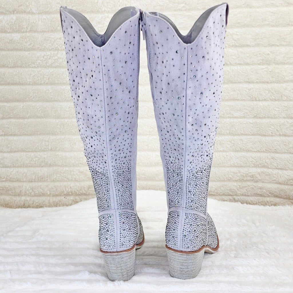 Wild Ones Glamour Cowboy Rhinestone Cowgirl Boots Tuck Zipper Silver Gray - Totally Wicked Footwear