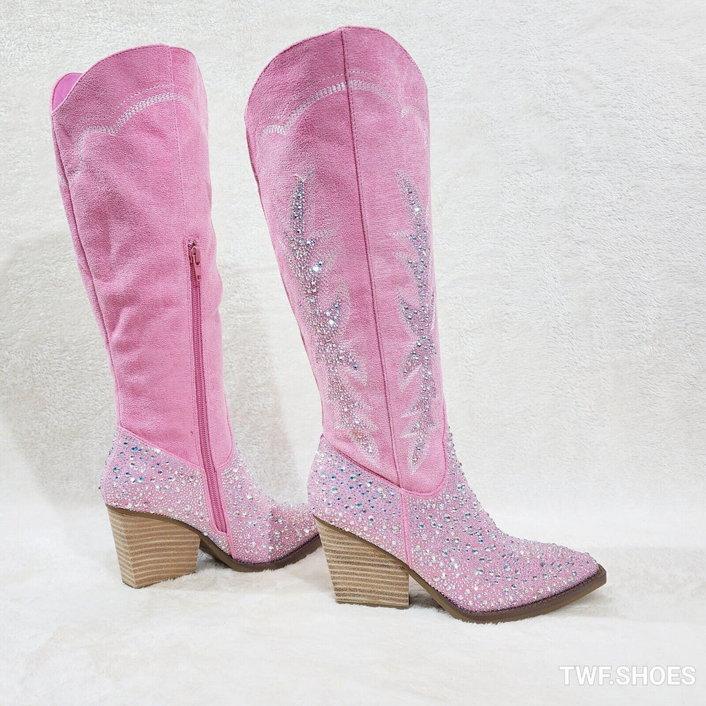 Murrey Bubble Gum Pink With Rhinestones Glamour Western Cowgirl Boots - Totally Wicked Footwear