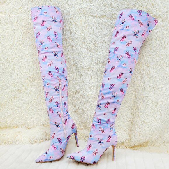 Angel Charub Tie Dye Thigh High Heel Boots Bad Girlz - Totally Wicked Footwear