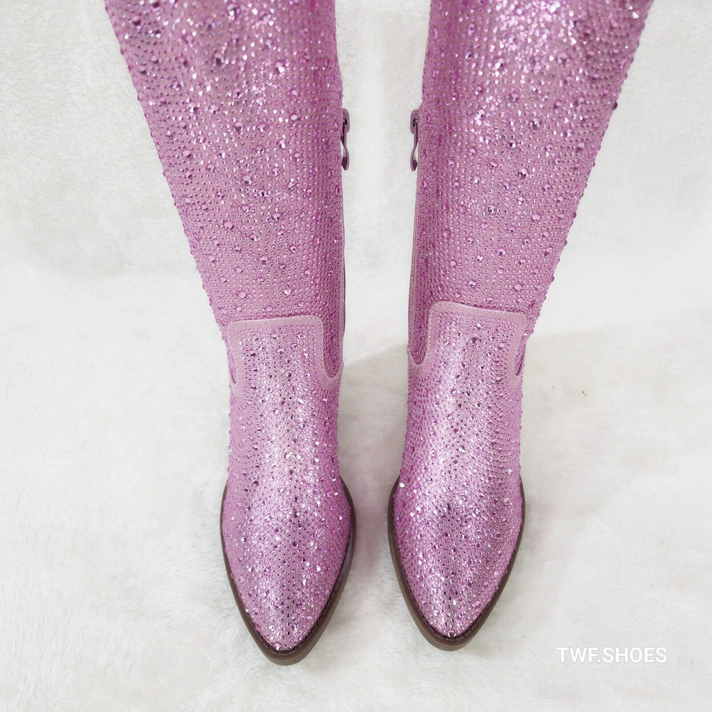 Wild One Glamour Baby Pink Rhinestone Glam Glitter Country Western Cowgirl Boots - Totally Wicked Footwear