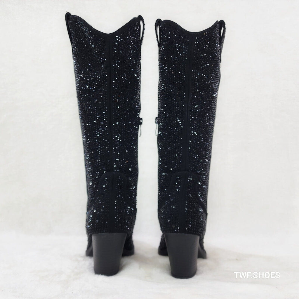 Wild One Glamour Black Rhinestone Glam Glitter Country Western Cowgirl Boots - Totally Wicked Footwear