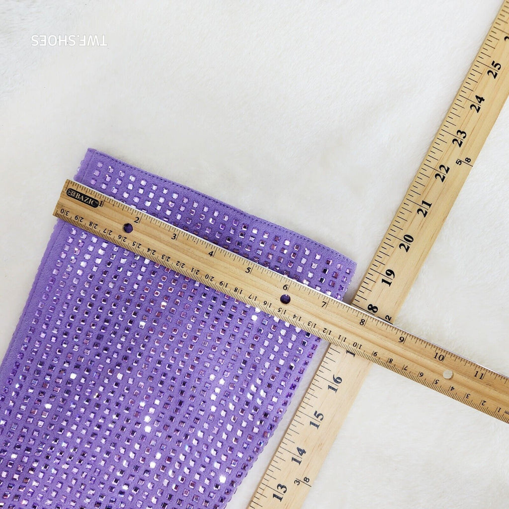 Glamour Shot Mirrored Rhinestone Tinted 4" Pyramid Heel Knee Boots Lilac Purple - Totally Wicked Footwear