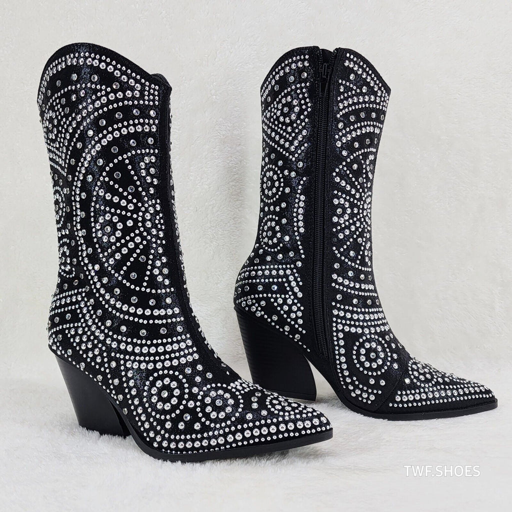 Country Scandal Studs Rhinestones Decked Out Western Cowgirl Boots - Totally Wicked Footwear