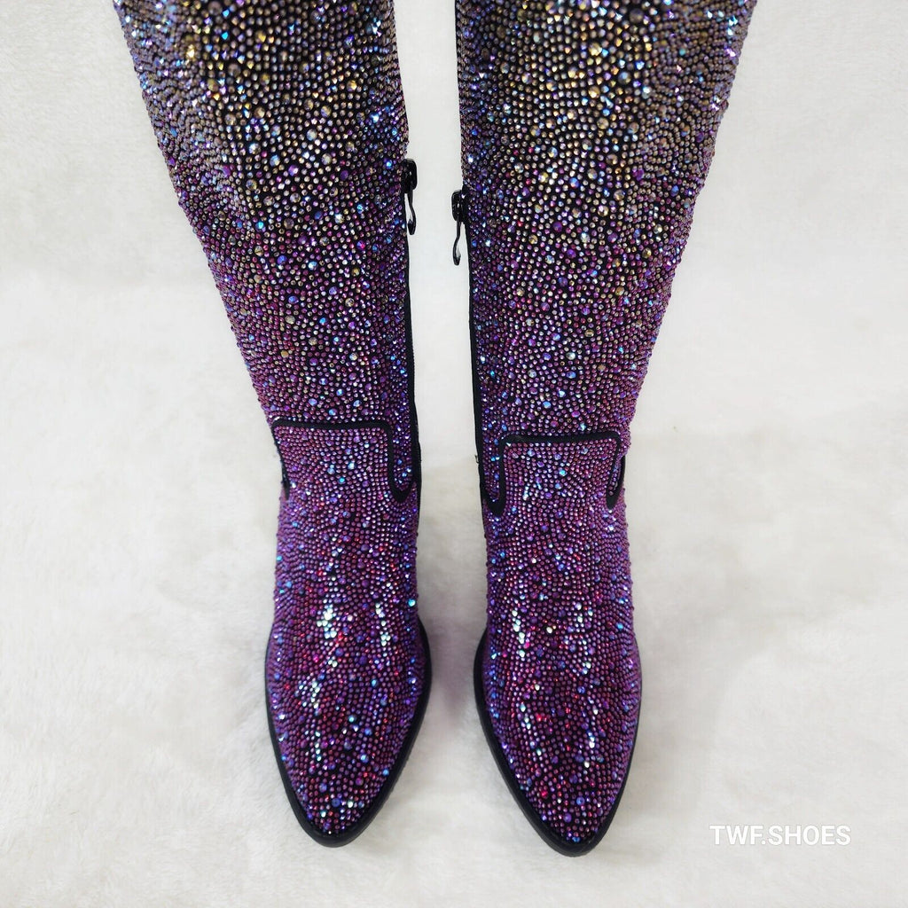 Wild Ones Glamour Cowboy Purple Multi Ombre Rhinestone Cowgirl Boots - Totally Wicked Footwear