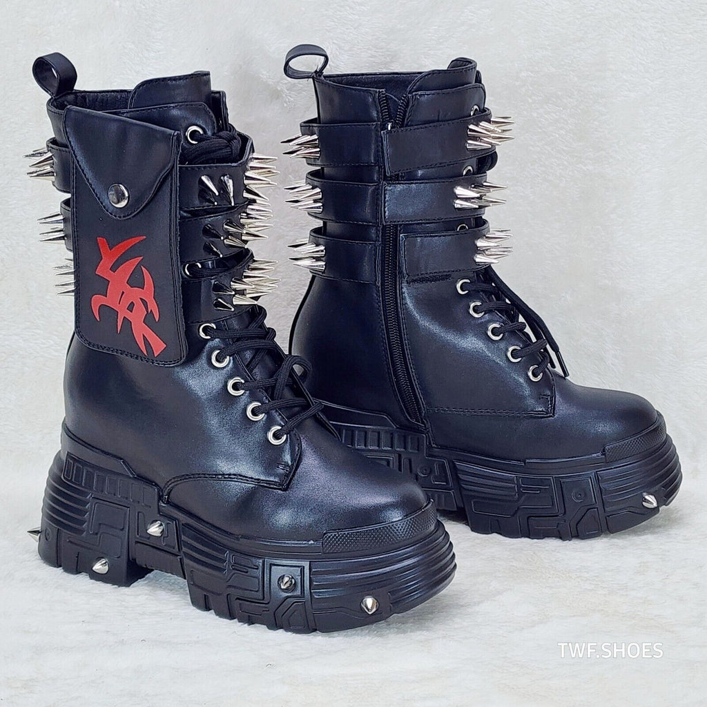 Anthony Wang Blackest Night Cyber Punk Goth Mid Calf Platform Boots - Totally Wicked Footwear