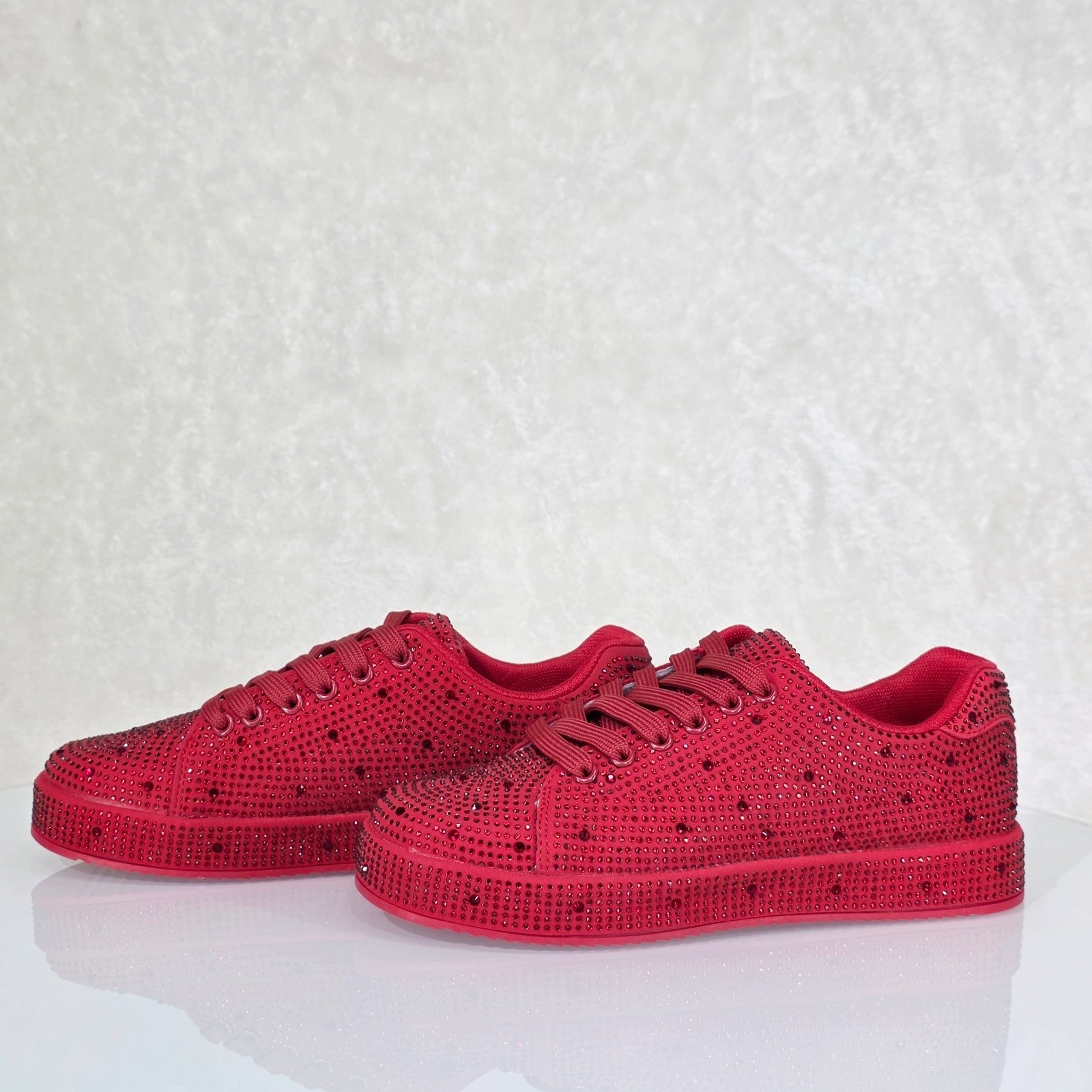 Street Glam Red Rhinestone Platform Sneakers Tennis Shoes – Totally Wicked  Footwear