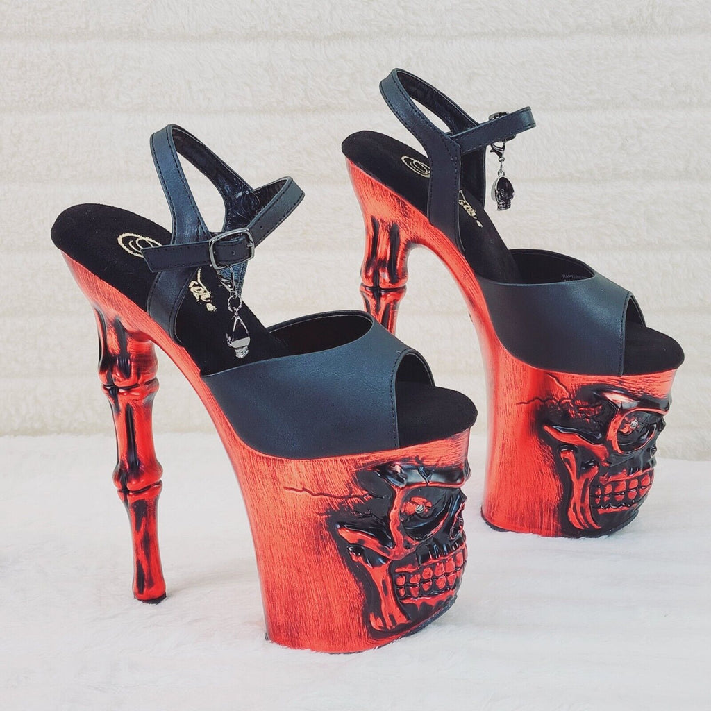 Rapture Black Matte Red Skull & Bones LED 8" High Heel Platform Shoes 5-10 NY - Totally Wicked Footwear