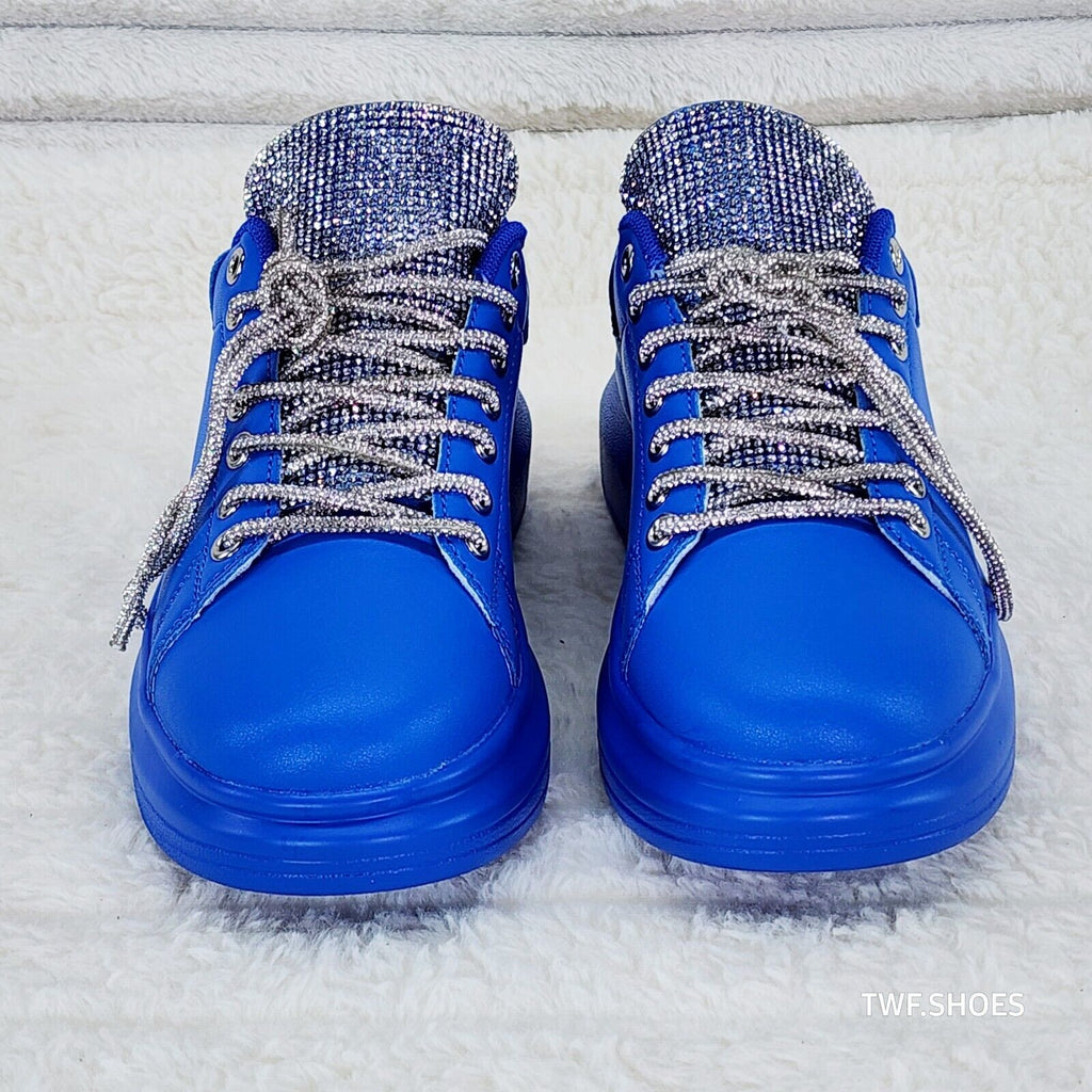 Comfy Cush 4 Brilliant Blue Rhinestone Fashion Sneakers Tennis Shoes - Totally Wicked Footwear