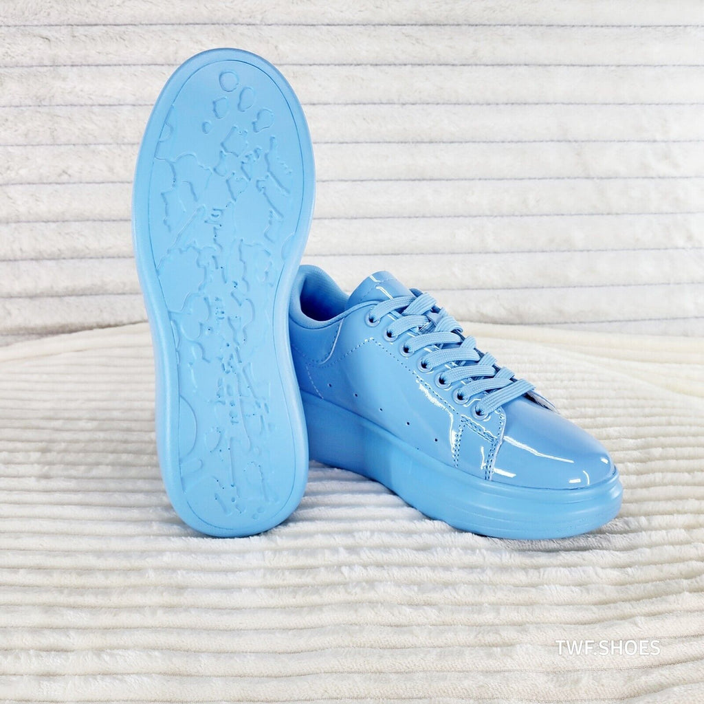 Cush Baby 3 Patent Baby Blue Comfy Sneakers Tennis Shoes - Totally Wicked Footwear