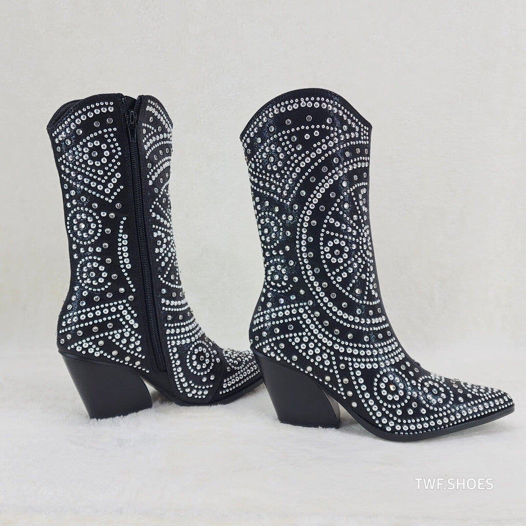 Country Scandal Studs Rhinestones Decked Out Western Cowgirl Boots - Totally Wicked Footwear