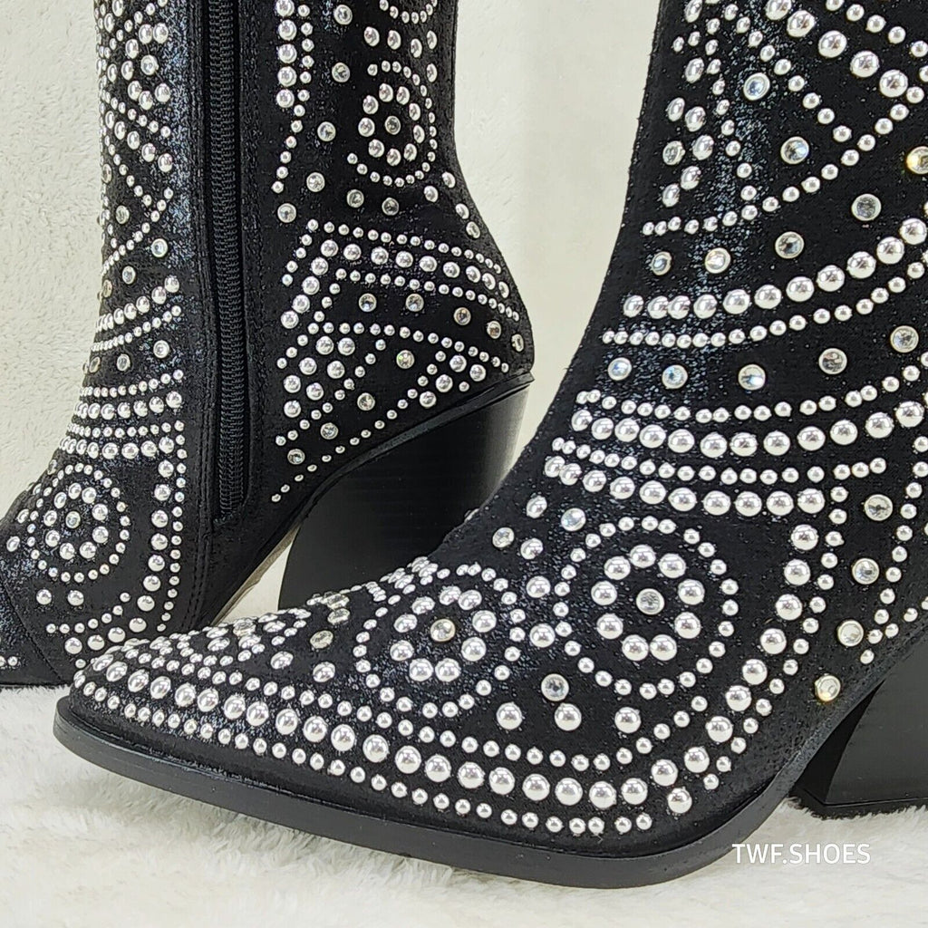 Country Scandal Studs Rhinestones Decked Out Western Cowgirl Boots - Totally Wicked Footwear