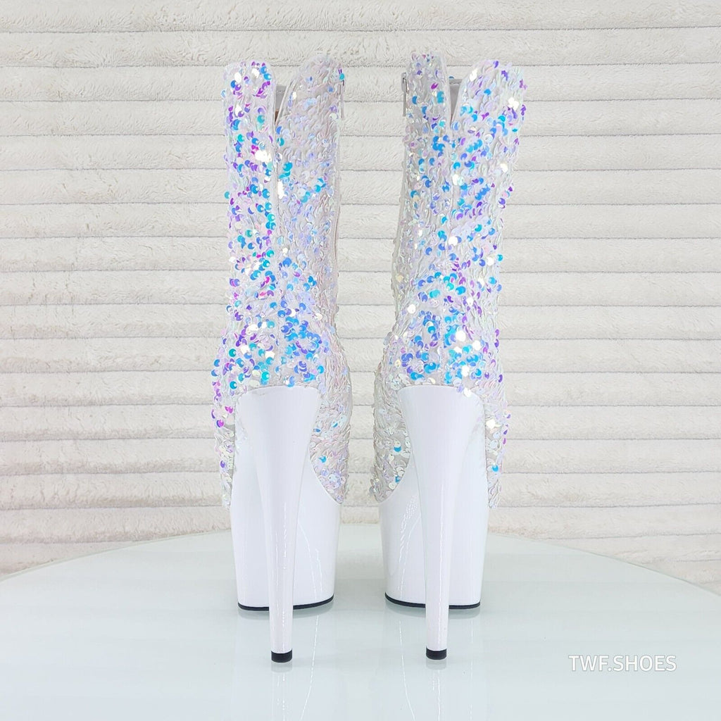 Adore 1042 White Multi Sequin High Heel Platform Ankle Boots US Sizes NY - Totally Wicked Footwear