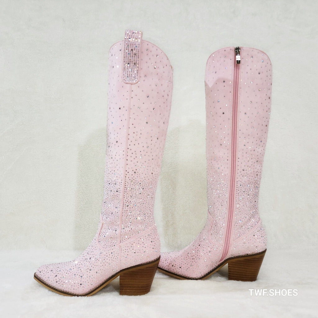 Wild Ones Glamour Cowboy Baby Light Pink Silver Rhinestone Cowgirl Boots - Totally Wicked Footwear