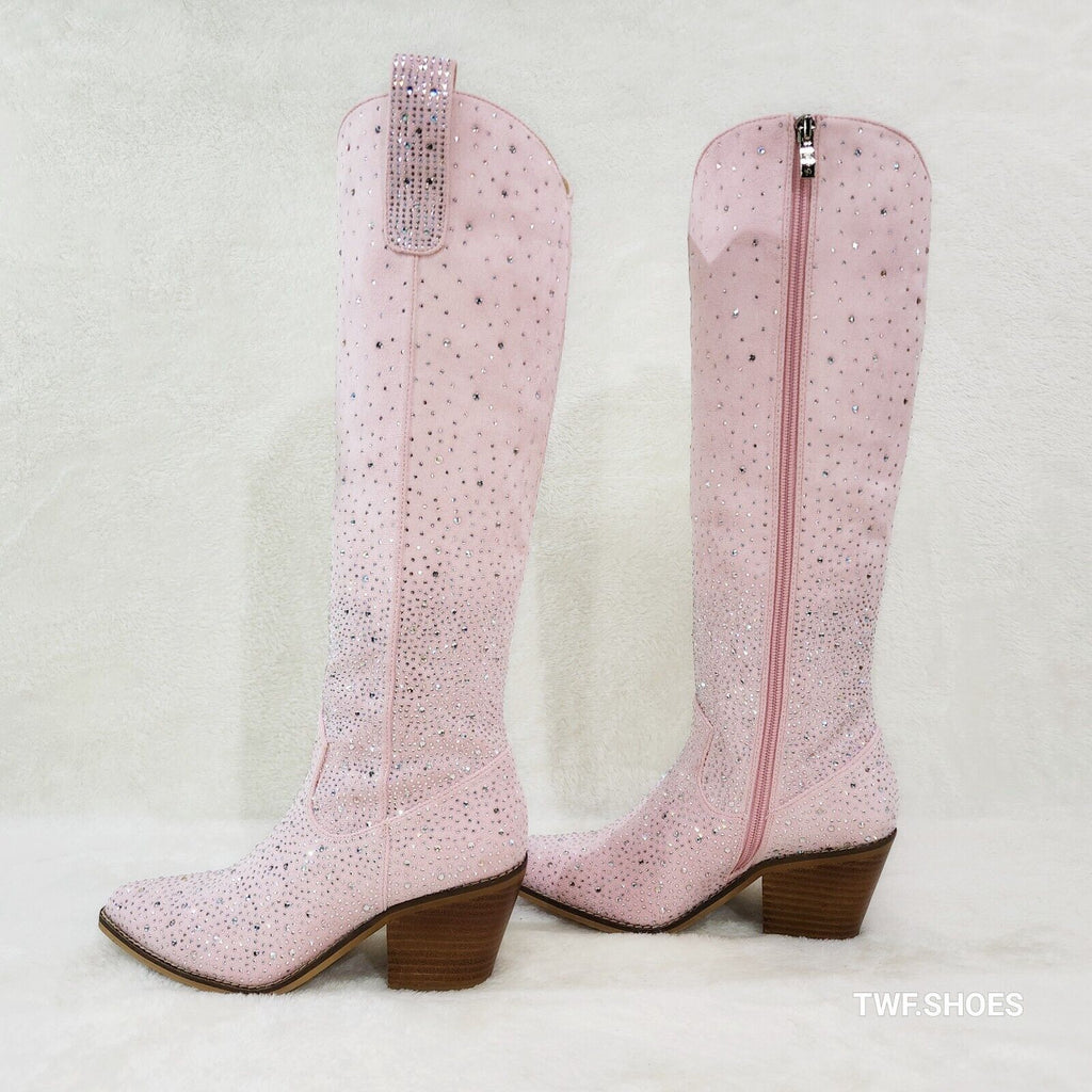 Wild Ones Glamour Cowboy Baby Light Pink Silver Rhinestone Cowgirl Boots - Totally Wicked Footwear