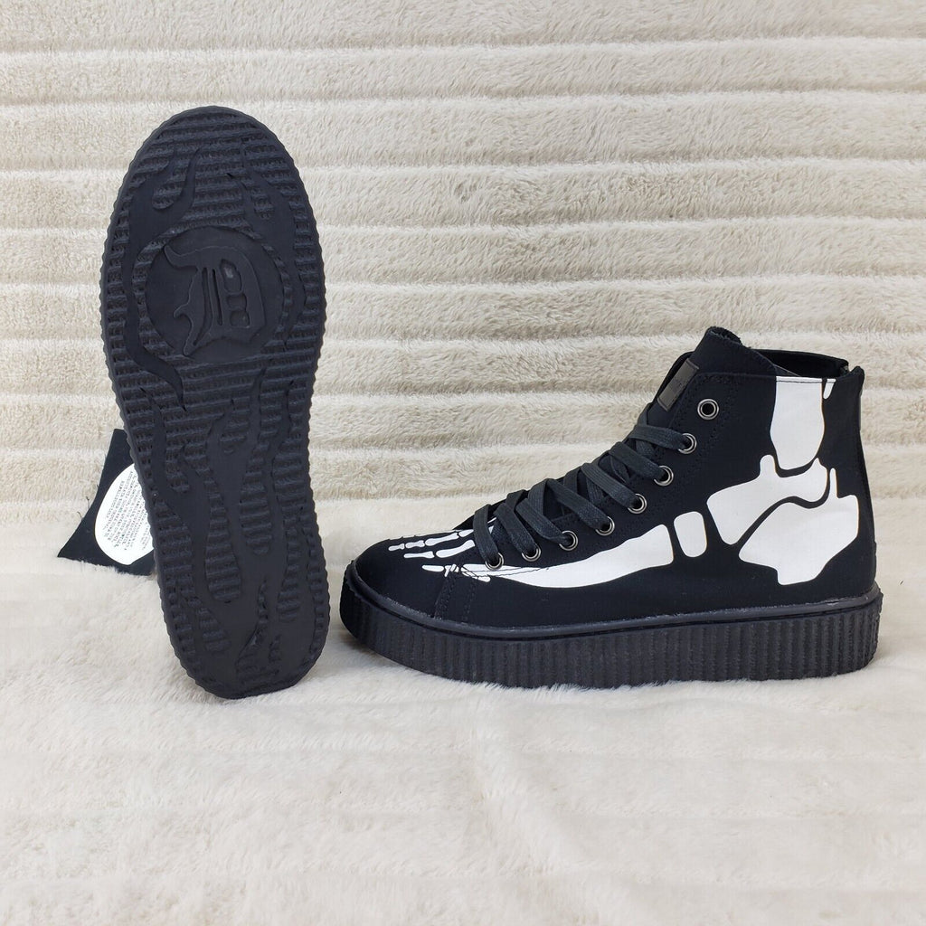 Sneeker X RAY Skeleton Foot Hi-Top Creeper Sneaker Goth Punk Men's IN HOUSE - Totally Wicked Footwear