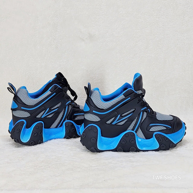 Anthony Wang Alien Black & Blue Hidden Wedge Platform Sneakers Tentacle Tread - Totally Wicked Footwear