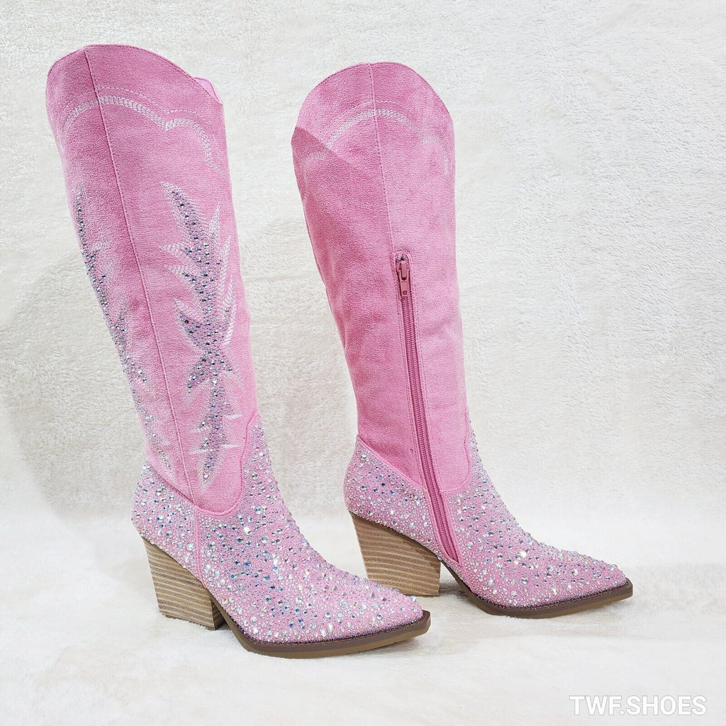 Murrey Bubble Gum Pink With Rhinestones Glamour Western Cowgirl Boots - Totally Wicked Footwear