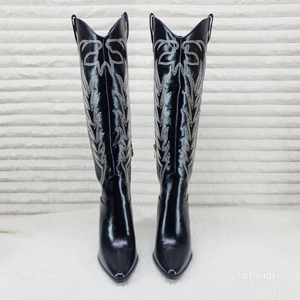 So Me Cruising Western Cowgirl Knee Boots Black - Totally Wicked Footwear