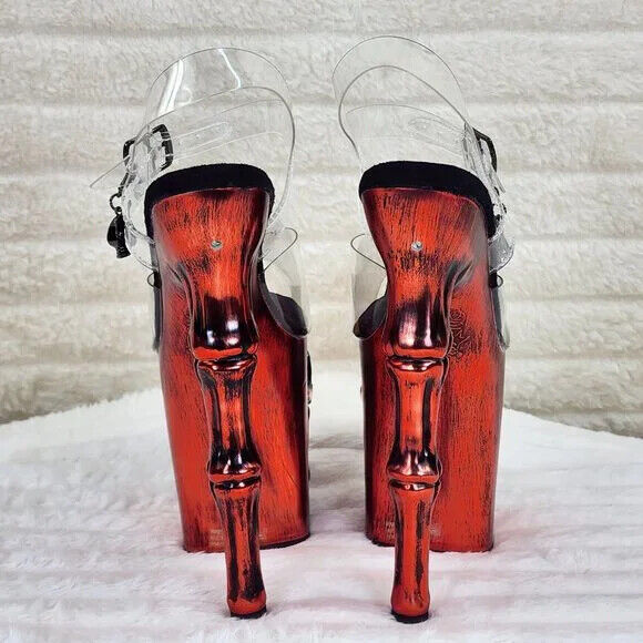 Rapture Black Matte Red Skull & Bones LED 8" High Heel Platform Shoes 5-10 NY - Totally Wicked Footwear