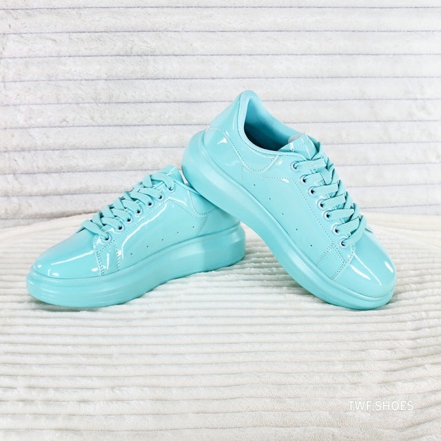 Cush Baby 3 Patent Mint Green Comfy Sneakers Tennis Shoes - Totally Wicked Footwear