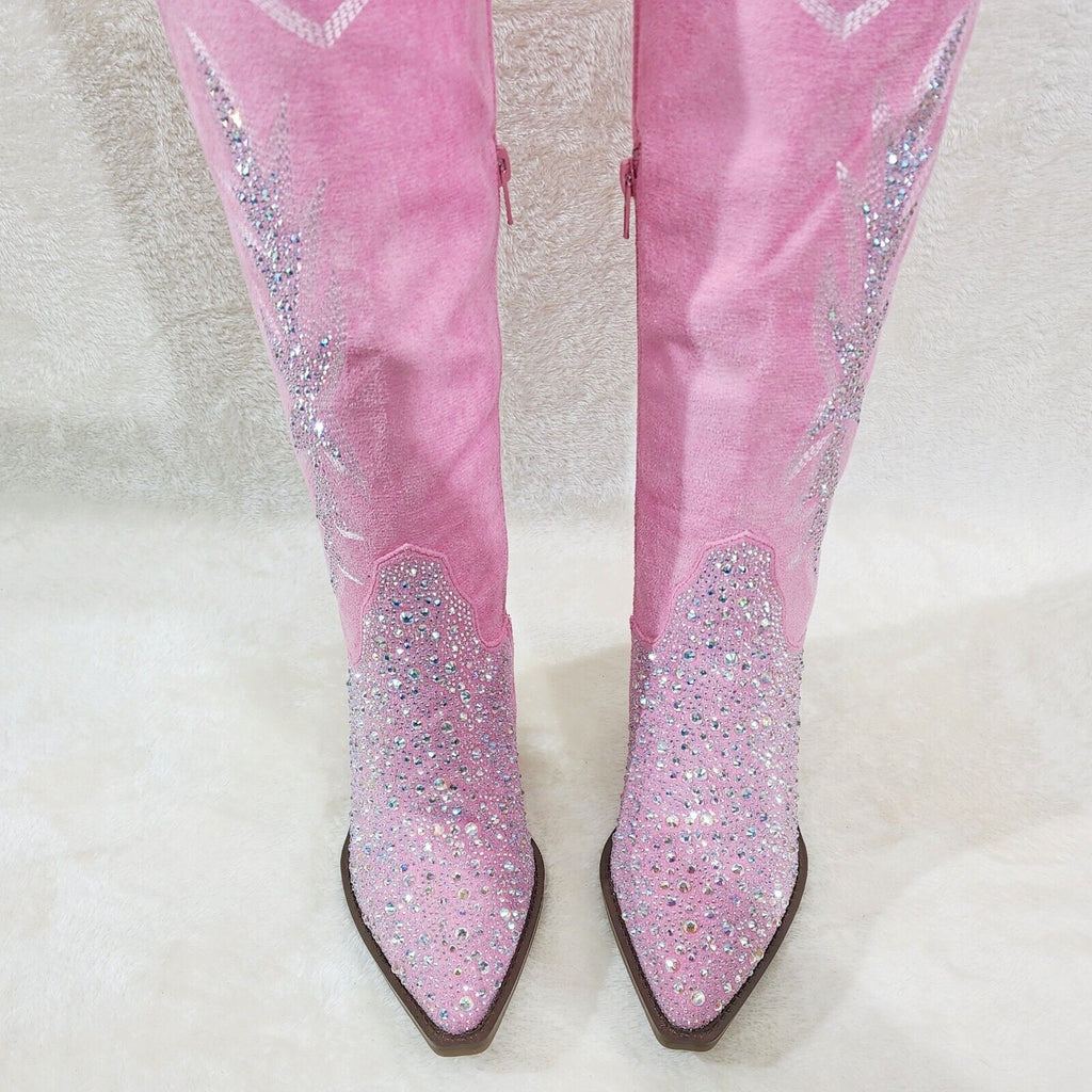 Murrey Bubble Gum Pink With Rhinestones Glamour Western Cowgirl Boots - Totally Wicked Footwear