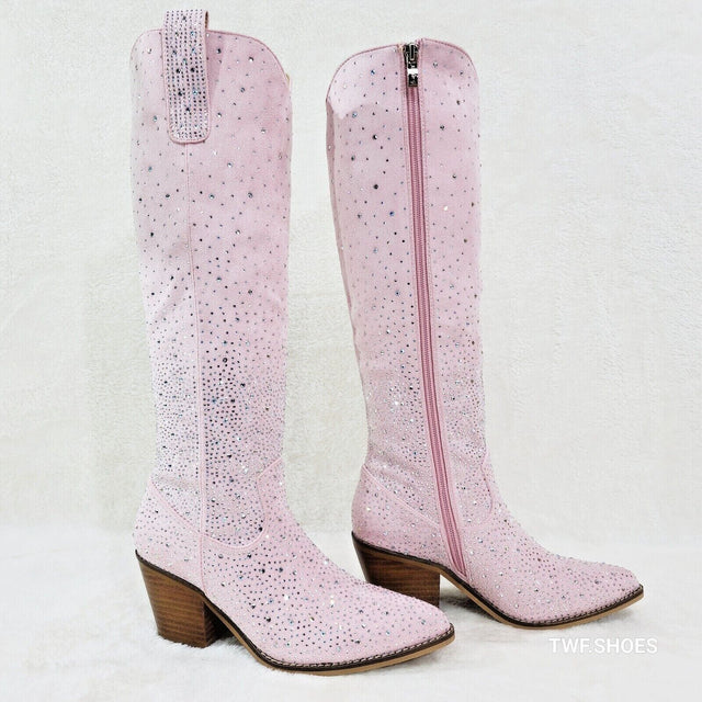 Wild Ones Glamour Cowboy Baby Light Pink Silver Rhinestone Cowgirl Boots - Totally Wicked Footwear